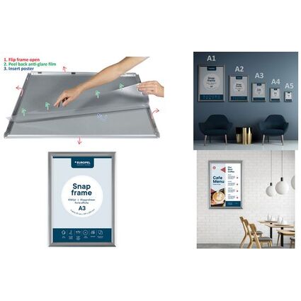EUROPEL Plakatrahmen Premium, DIN A1, 25 mm, silber eloxiert