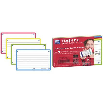 Oxford Fiches bristol FLASH 2.0, A7, bord de couleur