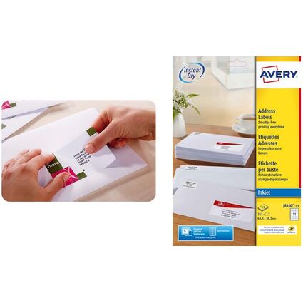 AVERY Etiquette d'adresse jet d'encre, 63,5 x 33,9 mm, blanc