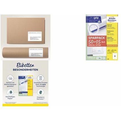 AVERY Zweckform Universal-Etiketten, 38 x 21,2 mm, 50+15 Bl
