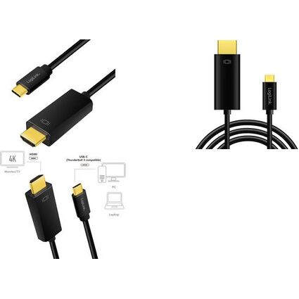 LogiLink USB-C - HDMI-Anschlusskabel, 3,0 m, schwarz