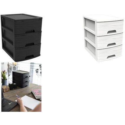 EDA Schubladenbox STONE, DIN A4, 3 Schbe, PP, wei