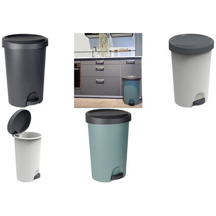 EDA Tret-Abfallbehlter Stepy, 27 Liter, PP, eukalytusgrn