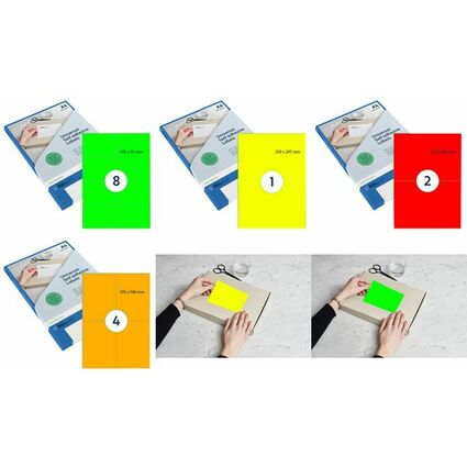 rillprint Fluoreszierende Etiketten, 105 x 74 mm, rot