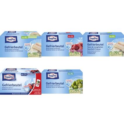 TOPPITS Gefrierbeutel, 25 x 4 Liter, 250 x 340 mm