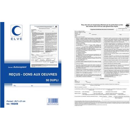 ELVE Manifold "Carnets de recus - dons aux oeuvres", A4