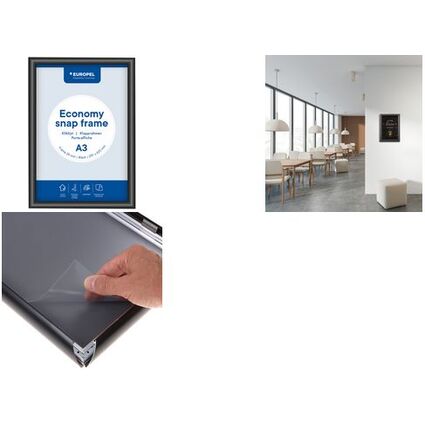 EUROPEL Plakatrahmen Economy, DIN A2, 25 mm, schwarz