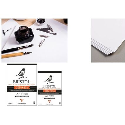 Clairefontaine Zeichenpapierblock BRISTOL, DIN A4, 20 Blatt