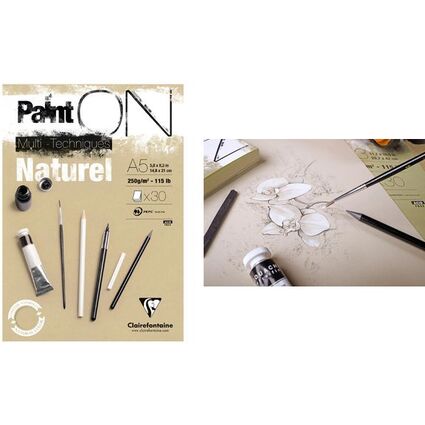 Clairefontaine Zeichenpapierblock PAINT'ON Natur, DIN A3