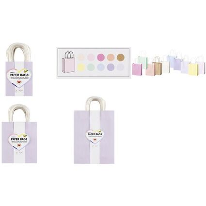 folia Papier-Tragetaschen PASTELL, Gre: M, farbig sortiert