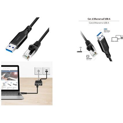 LogiLink USB 3.0 Ethernet-Kabel, USB-A - RJ45 Stecker, 1,5 m