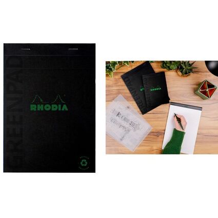 RHODIA Notizblock GREENPAD, DIN A5, liniert, schwarz