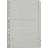 LEITZ Mylarkarton-Register, Zahlen, A4, 1-5, 5-teilig, grau