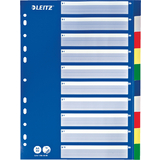LEITZ Kunststoff-Register, blanko, A4, 10-teilig, farbig