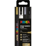 POSCA pigmentmarker PC3M, 4er Etui, farbig sortiert
