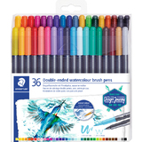 STAEDTLER doppel-fasermaler mit Pinselspitze, 36er Etui