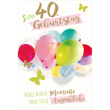 SUSY card Geburtstagskarte "Luftballons" - 40. Geburtstag
