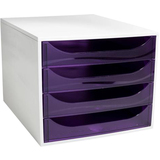 EXACOMPTA schubladenbox ECOBOX, 4 Schbe, violett
