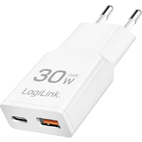 LogiLink USB-Steckdosenadapter, 1x usb-c (PD), 1x usb-a (QC)