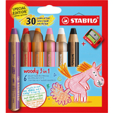 STABILO multitalentstift woody 3 in 1, 6er etui Einhorn