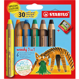 STABILO multitalentstift woody 3 in 1, 6er etui Tiger