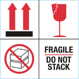 rillprint hinweisetiketten "FRAGILE / do NOT STACK"