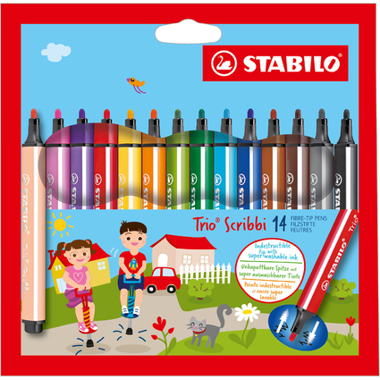 STABILO Fasermaler Trio Scribbi, 14er Kartonetui