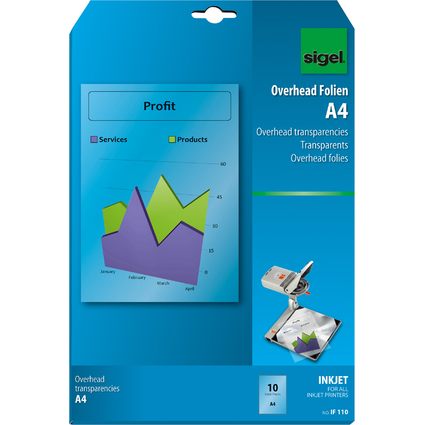 sigel Inkjet-Folie, DIN A4, transparent, klar, 100 my