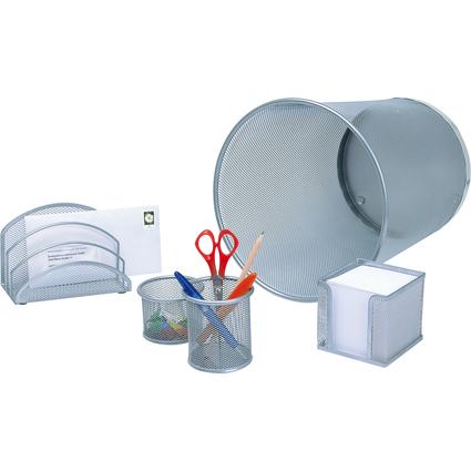 WEDO Schreibtisch-Set Office, aus Drahtmetall, silber