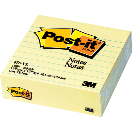 Post-it Haftnotizen XL, liniert, 100 x 100 mm, gelb