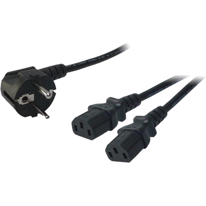 LogiLink Y-Stromkabel, 1x Schutzkontakt - 2x Kaltgerte-