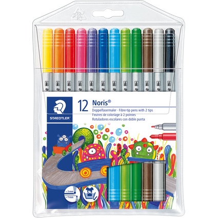 STAEDTLER Doppel-Fasermaler Noris, 12er Etui