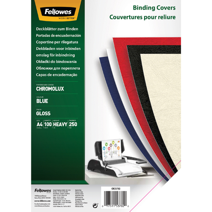 Fellowes Deckblatt Chromolux, glnzend, DIN A4, blau