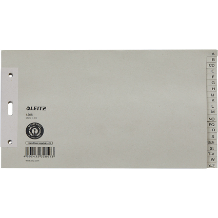 LEITZ Tauenpapier-Register, A-Z, A5 quer, 20-teilig, grau