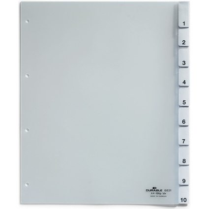 DURABLE Kunststoff-Register, A4, 10-teilig, transparent
