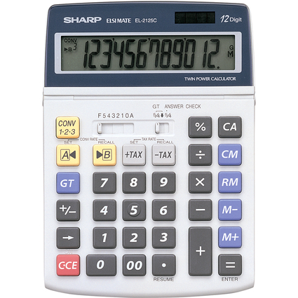 SHARP Tischrechner EL-2125 C, Solar-/ Batteriebetrieb