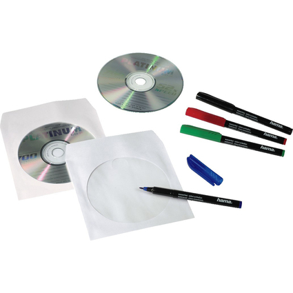 hama CD-/DVD-Papiertasche, fr 1 CD/DVD, wei