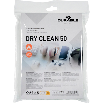 DURABLE Vlies-Oberflchen-Reinigungstcher DRY CLEAN 50