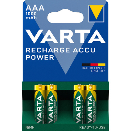 VARTA NiMH Akku "Rechargeable Accu", Micro (AAA), 1.000 mAh
