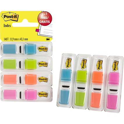 Post-it Haftmarker Index, 11,9 x 43,2 mm, 4er Spender