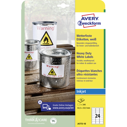 AVERY Zweckform Folien-Etiketten, wetterfest, 63,5 x 33,9 mm