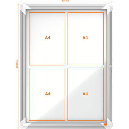 nobo Schaukasten Premium Plus, Metall-Rckwand, 4 x DIN A4