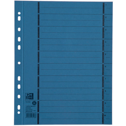 Oxford Trennbltter mit Perforation, DIN A4 berbreite, blau