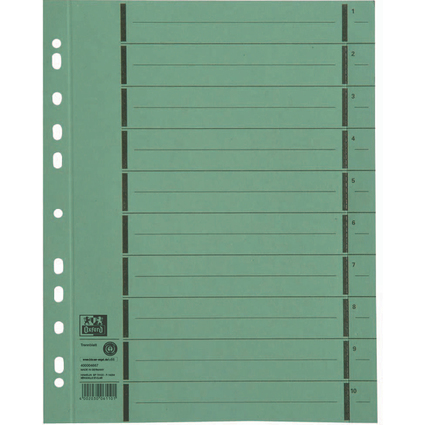 Oxford Trennbltter mit Perforation, DIN A4 berbreite, grn