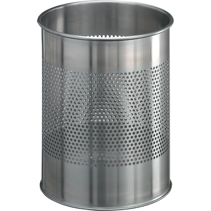 DURABLE Papierkorb EDELSTAHL, 15 Liter, metallic silber