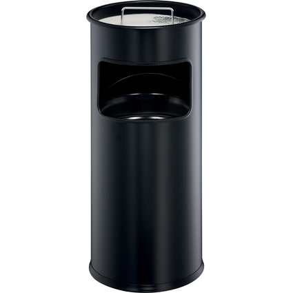 DURABLE Papierkorb METALL, mit Ascher, rund, schwarz