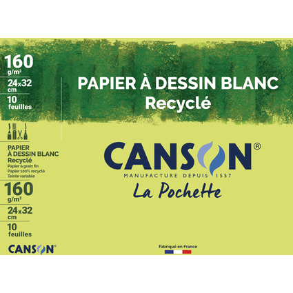 CANSON Zeichenpapier Recycling, wei, 240 x 320 mm, 160 g/qm