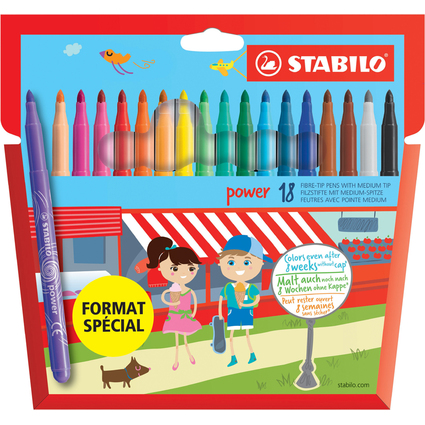 STABILO Fasermaler power, rund, 18er Karton-Etui