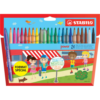 STABILO Fasermaler power, rund, 24er Karton-Etui