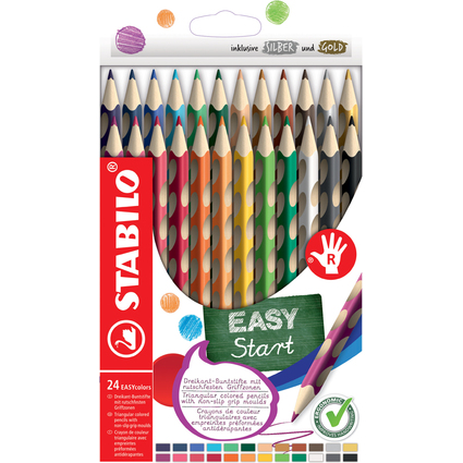 STABILO Dreikant-Buntstifte EASYcolors R, 24er Kartonetui